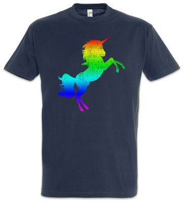 Rainbow Unicorn T-Shirt Toon Cartoon Comic Look Fun Techno Rave Raver Dance