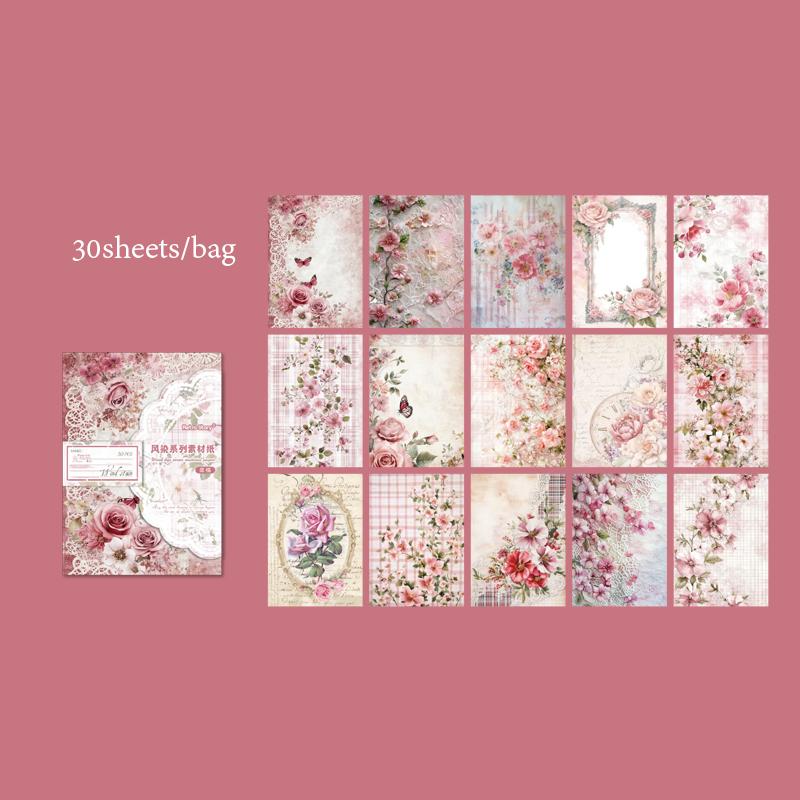 30 Sheets Floral Corner Design Paper For Creative Journal Collage Handmade Greeting Cards Scrapbooking Planner Notebook Gift