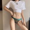 Women Sexy Briefs Low-rise Elastic Waistband Seamless Mesh Yarn Underwear Solid Color Lightweight Panties