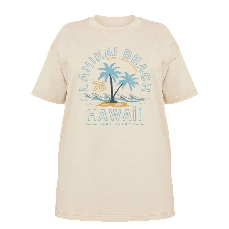 Women Retro Style Lanikai Beach TShirts Summer Fashion Hawaii Vacation T Shirt Tops FeUnisex Short Sleeve Vintage Tropical Tshirt