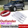 For Mitsubishi Outlander MK2 2007~2012 Chrome Exterior Door Handle Cover Car Accessories Stickers Trim Set 2008 2009 2010 2011