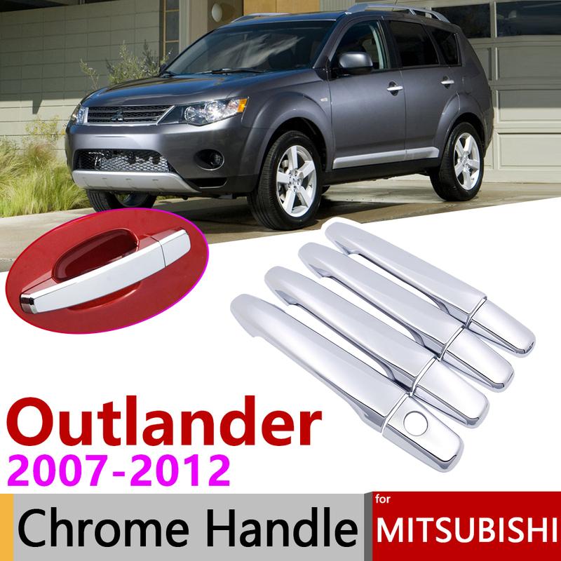 For Mitsubishi Outlander MK2 2007~2012 Chrome Exterior Door Handle Cover Car Accessories Stickers Trim Set 2008 2009 2010 2011