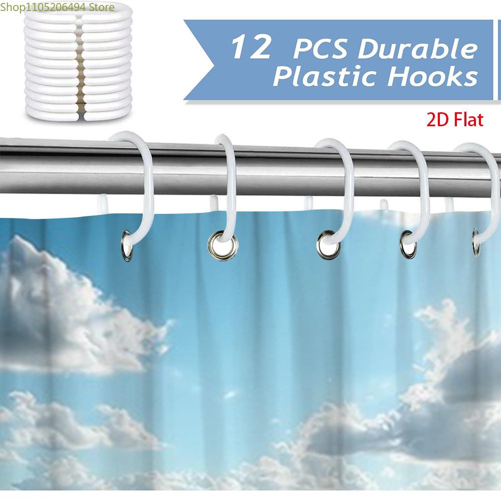 2D Flat, 1Pc Coastal Beach Shower Curtain With Seashells, Starfish & Ocean Waves - Bath Curtain Suitable For Bathtub/Shower, M