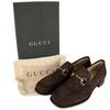 Pristine GUCCI Loafers Horsebit Brown Suede Leather Women 8 100 0442 Used