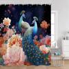 Peacock Shower Curtain Modern Oil Paniting Animals Flowers Plants Floral Bathroom Decor Elegant Fabric Bath Curtains with Hooks