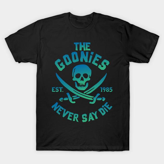 

Мужская черная футболка с принтом The Goonies Never Say Die Неоновый трансферный принт без вырезания Хлопковая футболка L чёрный