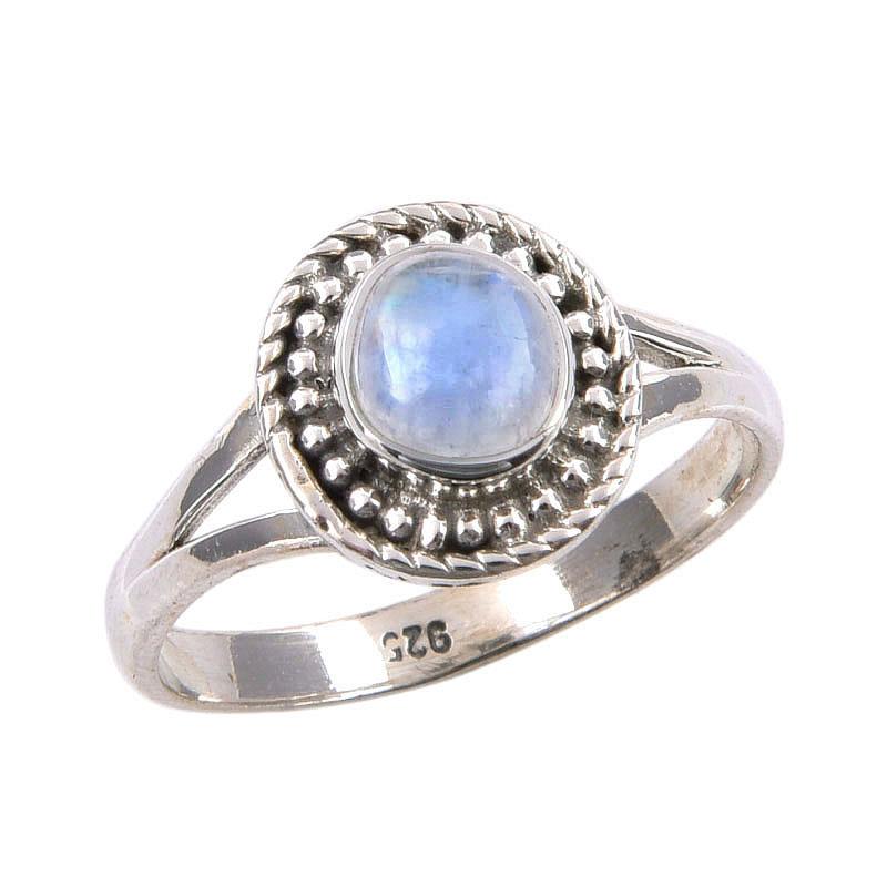 Natural Rainbow Moonstone Gemstone Handmade 925 Sterling Silver Ring Size 7 I9v59