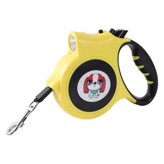 Guinzaglio per animali domestici auto-avvolgente da 5 m con manico antiscivolo, torcia a LED e motivo cartone animato, guinzaglio da passeggio per animali domestici, cuccioli e gatti, forniture per animali domestici