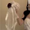 Women Flowers Bow Decor Gothic Veil Rose Top Hat Cosplay Costume Gothic Dark Mini Top Hat Gift Black or White Lolita Headdress
