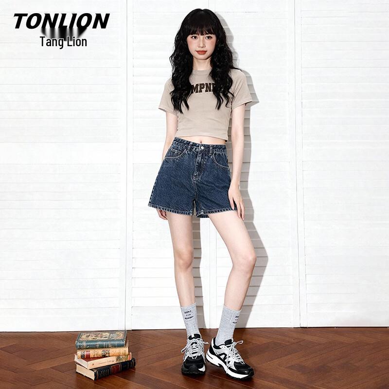 TonLion Women s High-Waist Denim Shorts S