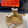 Women's Fashion Retro Lightweight Height-enhancing Soft Sole Winter Warm Fur One Snow Boots Velvet Lined Non-slip Casual Sports Cotton Boots
