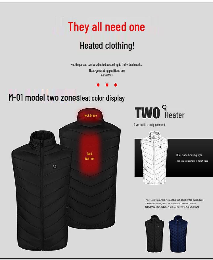 Unisex Smart USB Heated Vest - Electric Warm Cotton Down Coat