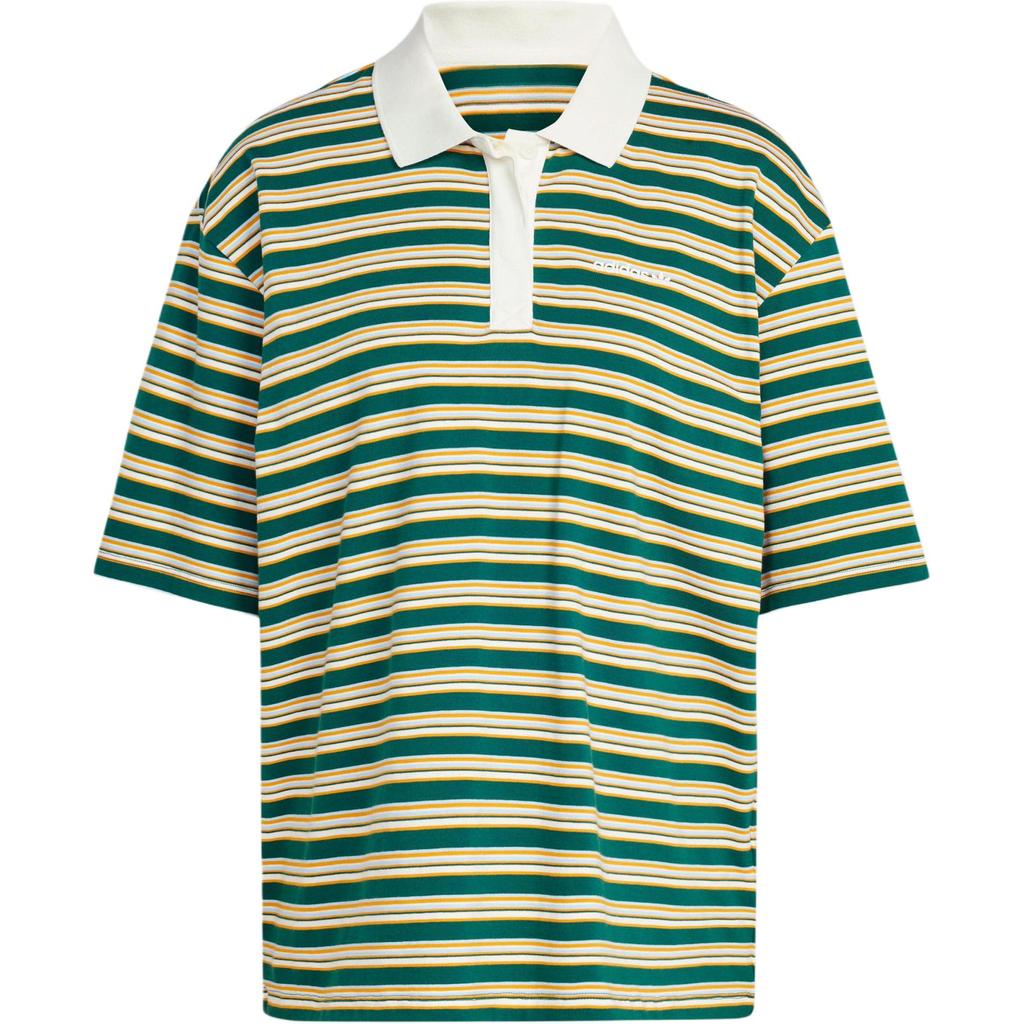 Adidas Originals 80s Oversized Stripe Polo Shirt Women Polo Shirts Forest-Green JC6162