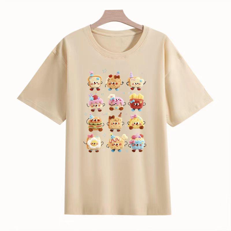 

Adult and Children Bread Party Cartoon Food Pure Cotton Versatile Couple and ParentChild MultiColor TShirt S