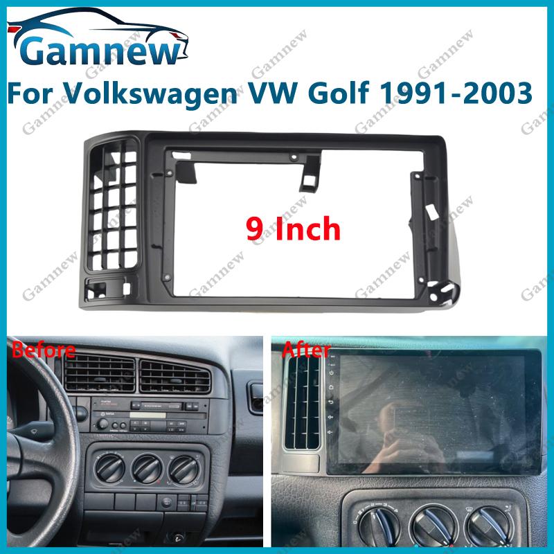 9 Inch Car Frame Fascia Adapter Android Radio Dash Fitting Panel Kit For Volkswagen VW Golf 1991-2003