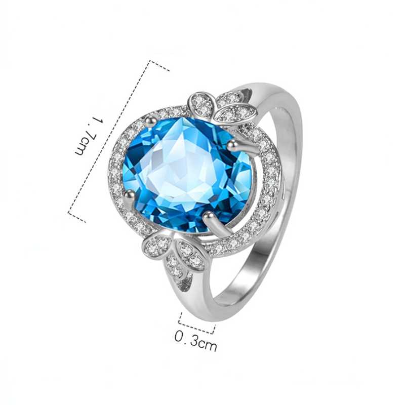 SACE GEMS Classic Copper Alloy The Butterfly Blue Zircon Ring Ladies Jewelry Wedding Promise Party Gift