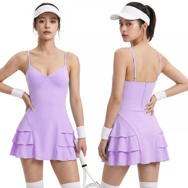 Womens Yoga Running Dress With Built-in Shorts Athletic Skirt Gym Fitness Tennis Outdoor Workout