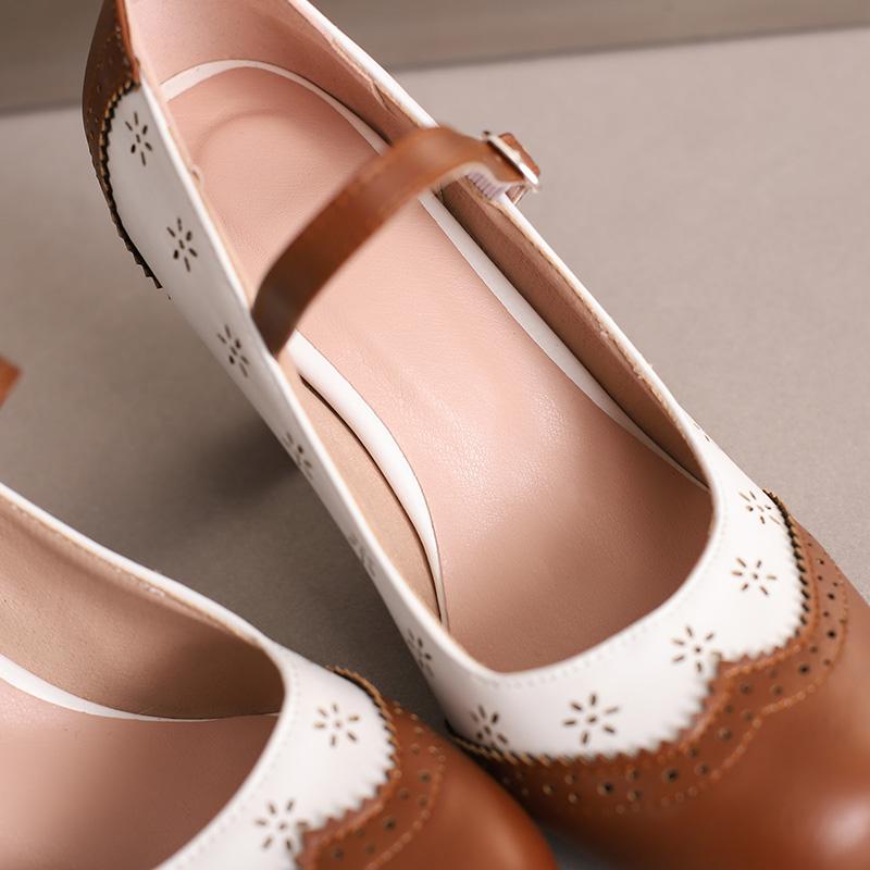 Damen High Heels Einzelne Schuhe Frühling und Sommer Neu Bequem Dicke Ferse Große Größe Leichte Mund Schnalle Niedrige Schuhe