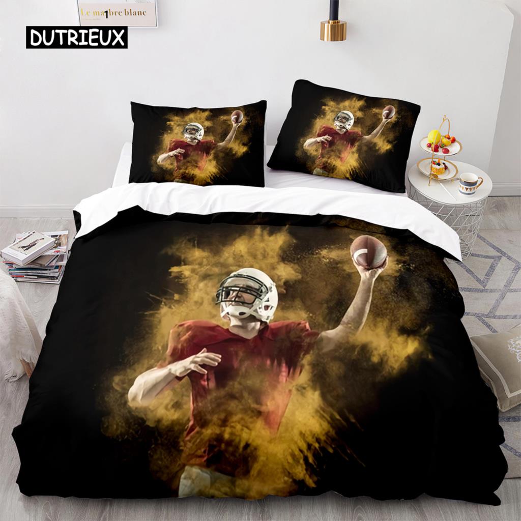 Football Duvet Cover for Boys Girls Burning Football Comforter Cover Microfiber Sports Games Theme Soft King Size Quilt Cover