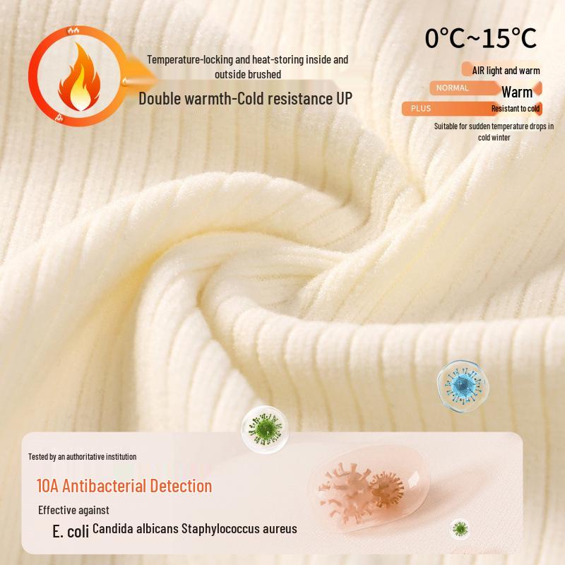 10A Antibacterial Women's Cashmere Silk Underwear Set with Chest Pads - Fleece-Lined, Autumn/Winter, Slimming Base Layer