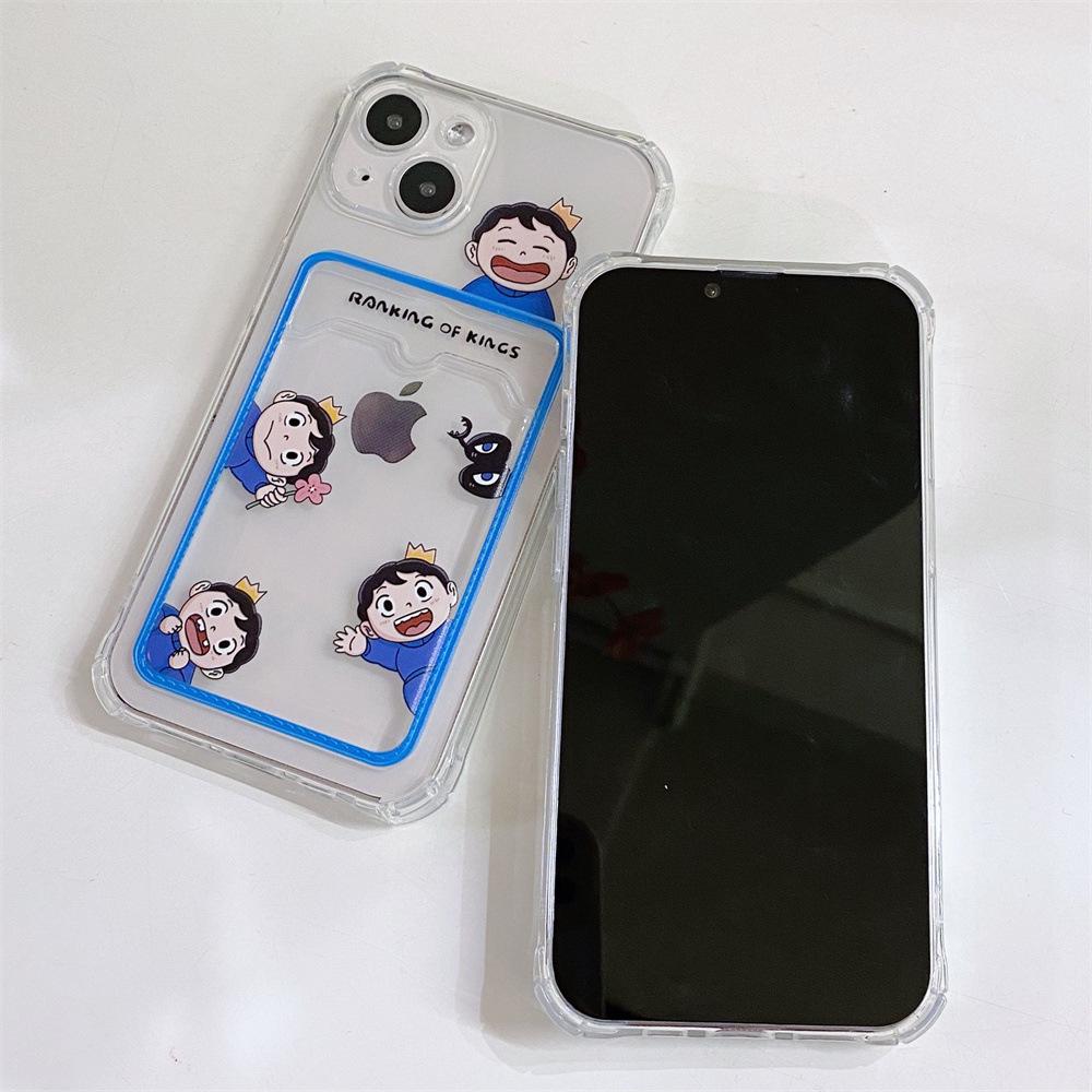 Transparent iPhone 11/12-skal med korthållare - Skrattande pojke Apple 13, XS Max, XR, 14 Pro.