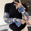 Anti-UV Printed Ice Silk Sleeves Flower Cycling Gloves Breathable Chiffon Sunscreen Sleeve  Summer