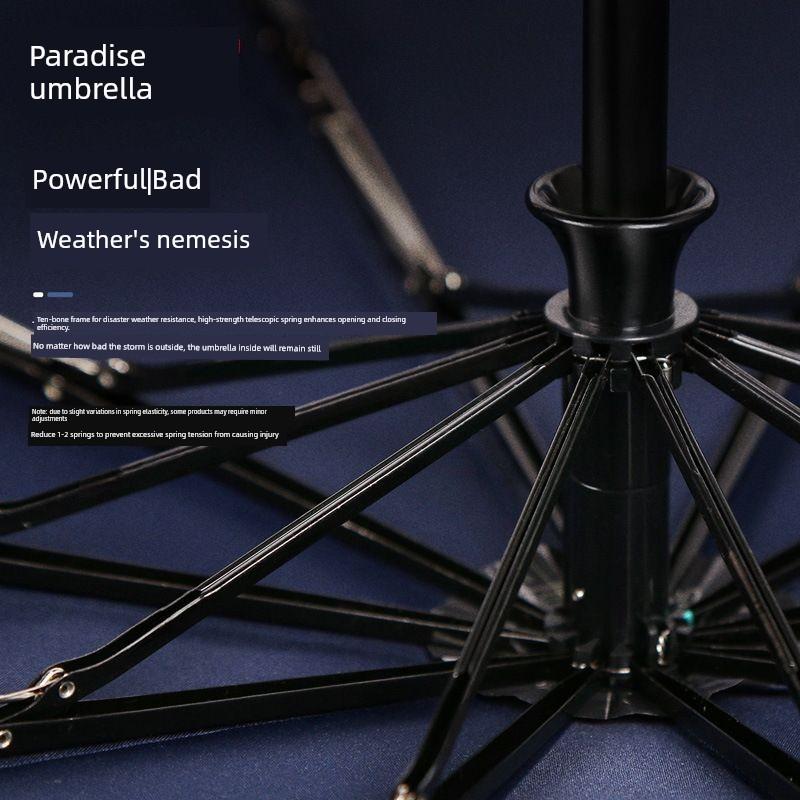 Paradise Umbrella Fully Automatic Umbrella with Ten Ribs, Fully Steel Reinforced, Foldable, Portable, Solid Color, One-Touch Open and Close
