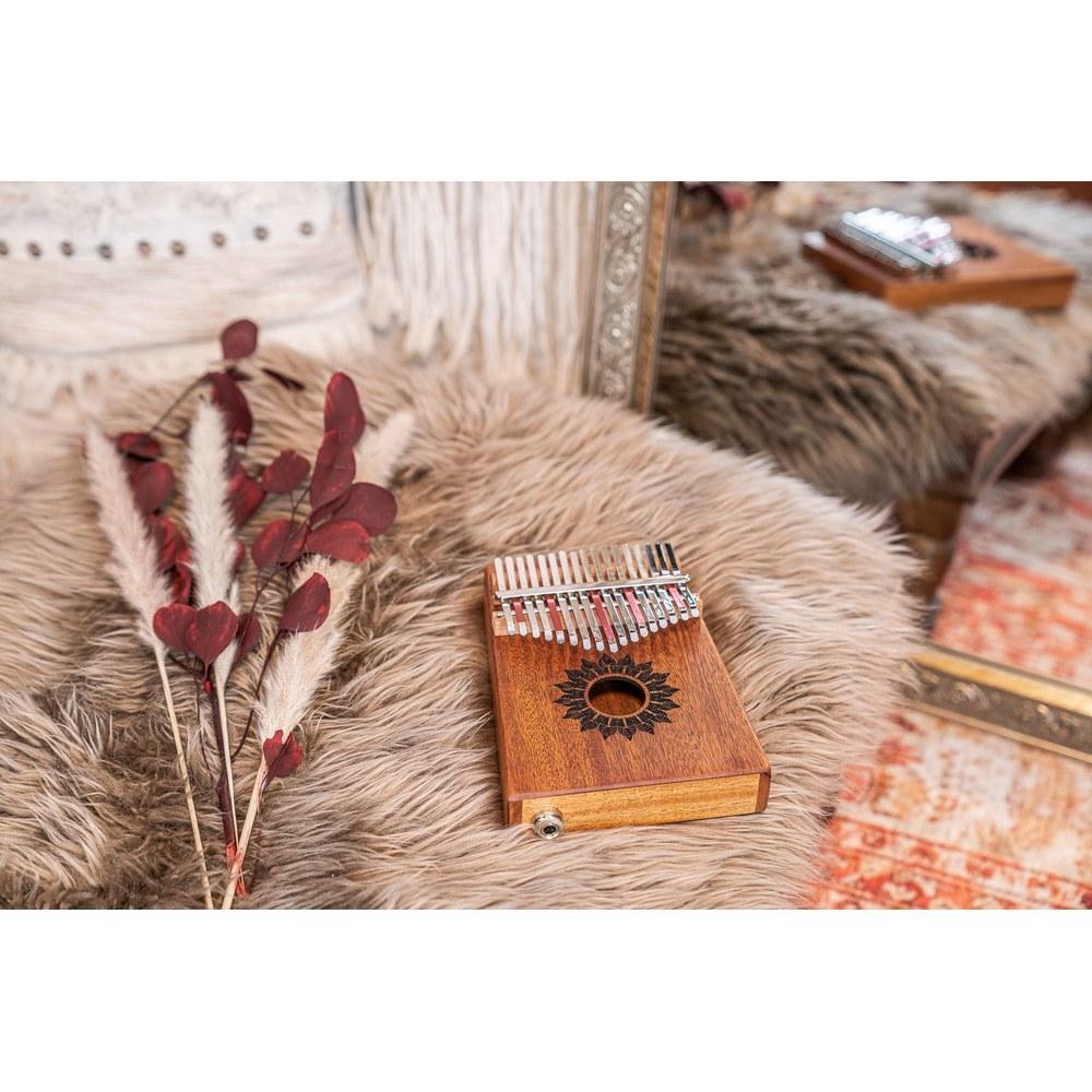 Sonic Energy Electric Kalimba Sound Hole Pickup Mahogany 17 Keys C Major Scale PKL1708H Case Bag Cloth Tuning Hammer Included