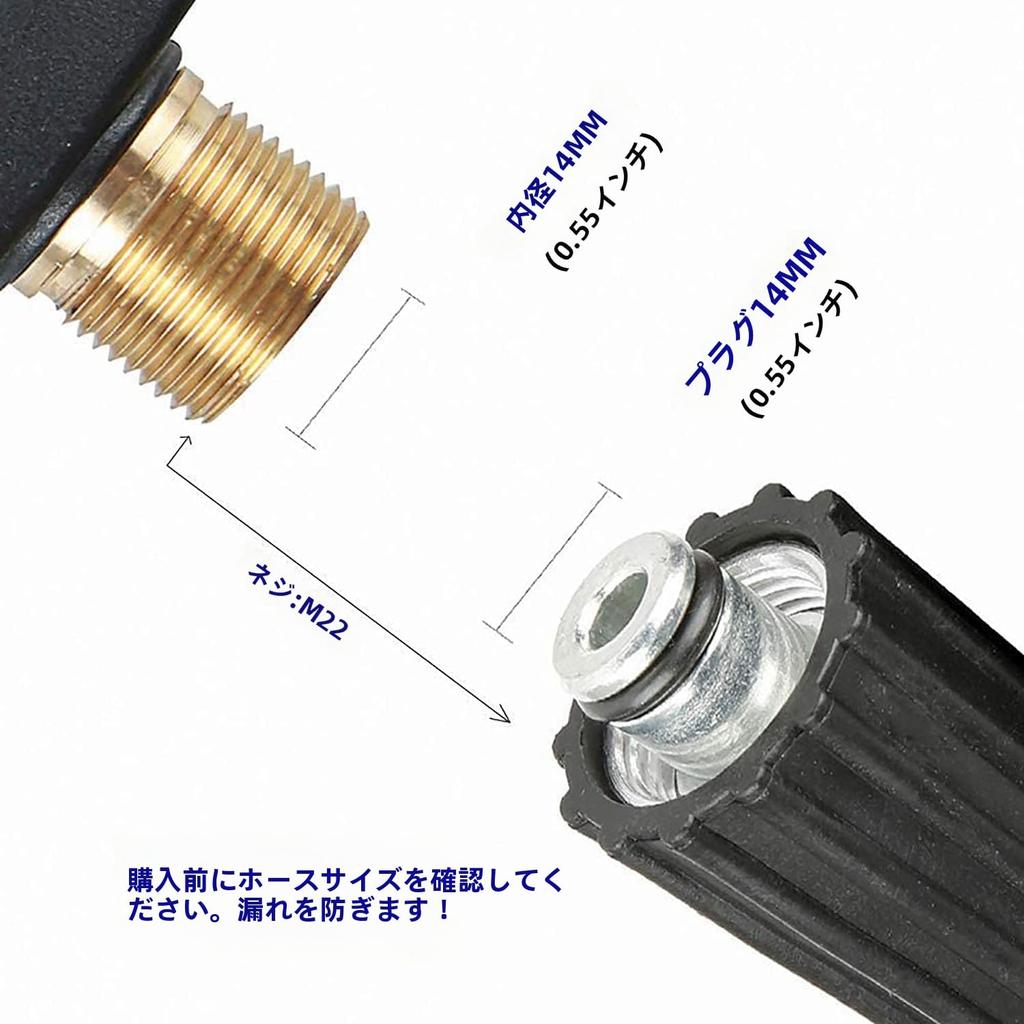 YUET Hochdruckreinigerpistole mit 5 Sprühdüsen, 4350 PSI, 1/4 Zoll Schnellkupplung, Autowaschpistole, Kurze Power-Sprühpistole, M22 Metrisches Gewinde, Auto Cl