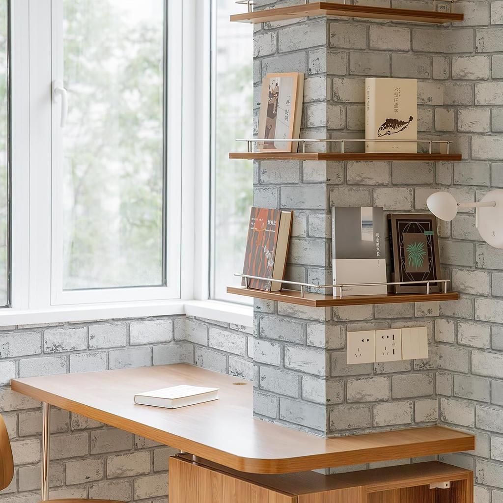 Grey Brick Self Adhesive Wallpaper Removable Vintage Peel and Stick Wallpaper Renter Friendly Brick Textured Contact Paper