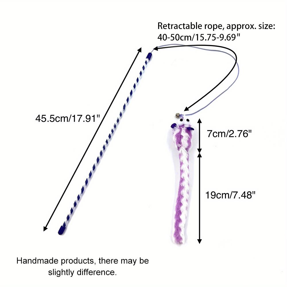 1Pc Cat Teasing Stick with Long Tail Mouse Design, Multicolored Interactive Cat Toy, High-Quality Interactive Cat Supplies