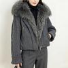 Winter new real fox fur collar knitted splicing down jacket women's short white duck down loose and thin versatile jacket