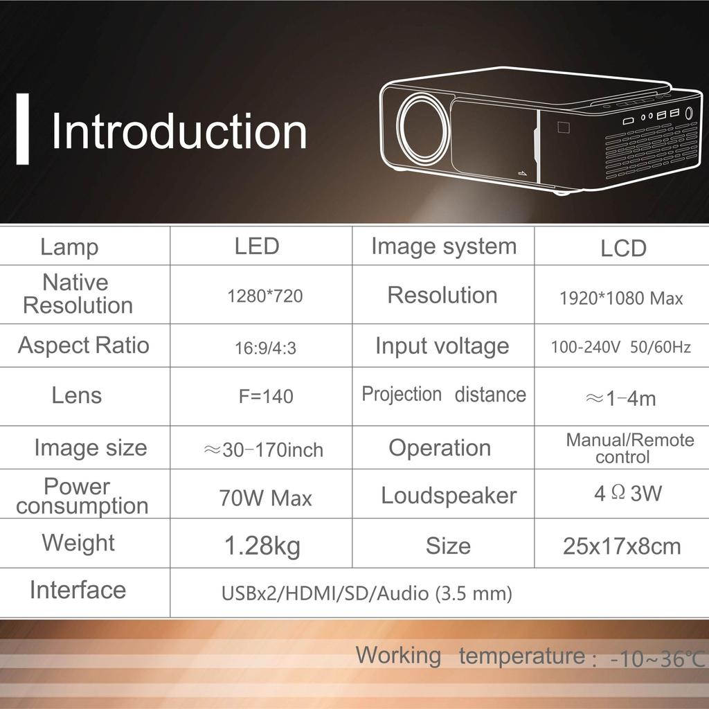 LED-Videoprojektor HD 720P, tragbar, HDMI-Option, Android, WLAN-Beamer, unterstützt 4K Full HD 1080p, Heimkino