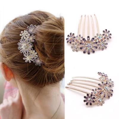 Mode Haarnadel Legierung Diamanten Blume Blütenblatt Haar Kamm Haar Clip Haar Kamm Haar Styling Werkzeug