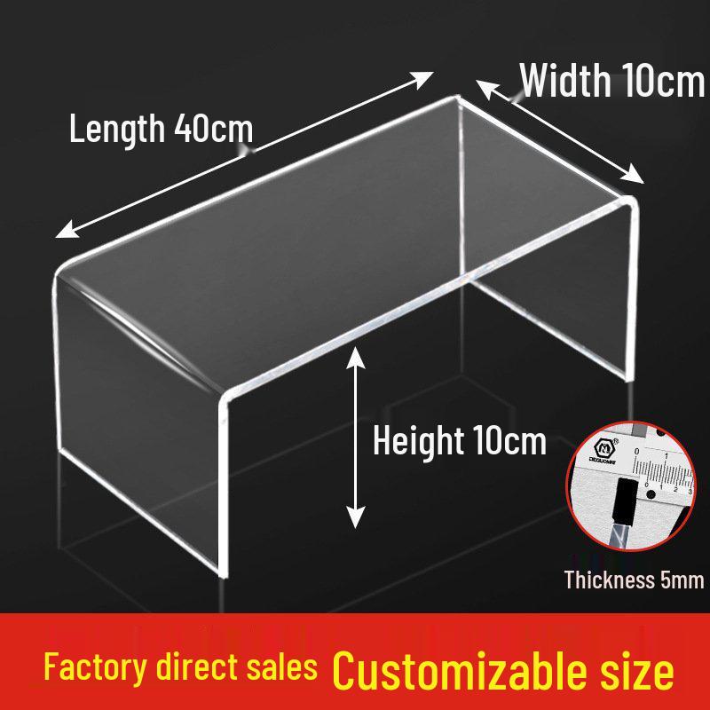 Acrylic U-Shaped Shelf Display Stand with Layered Dividers for Figures, Blind Boxes, Bags, and Cosmetics.