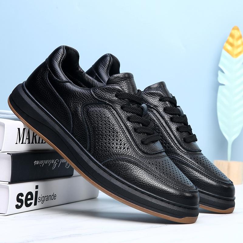 

[Tie-free] The first layer of cowhide is light and luxurious, breathable in summer, simple and versatile, business and leisure, new fashion trend shoe 45