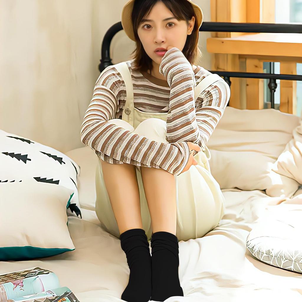 ZTFT Warm Warm Cotton Cold and Perfect for Perfect for Surviving Cold Spring and Gift Women's Socks, Spring/Winter, 5-Pair Set, Black, Socks, Thick,