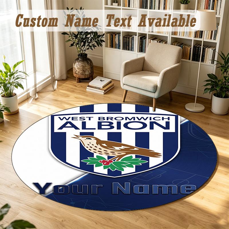 Round Rug Custom NameWest Bromwich Albion FC Pattern Non Slip Carpet Home Floor Decor