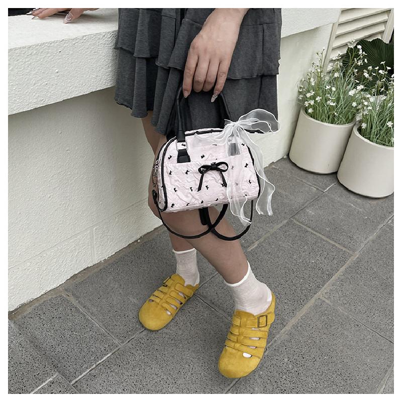 Cute Bow Printed Small Shoulder Bag Made Of Polyester For Everyday Outfits
