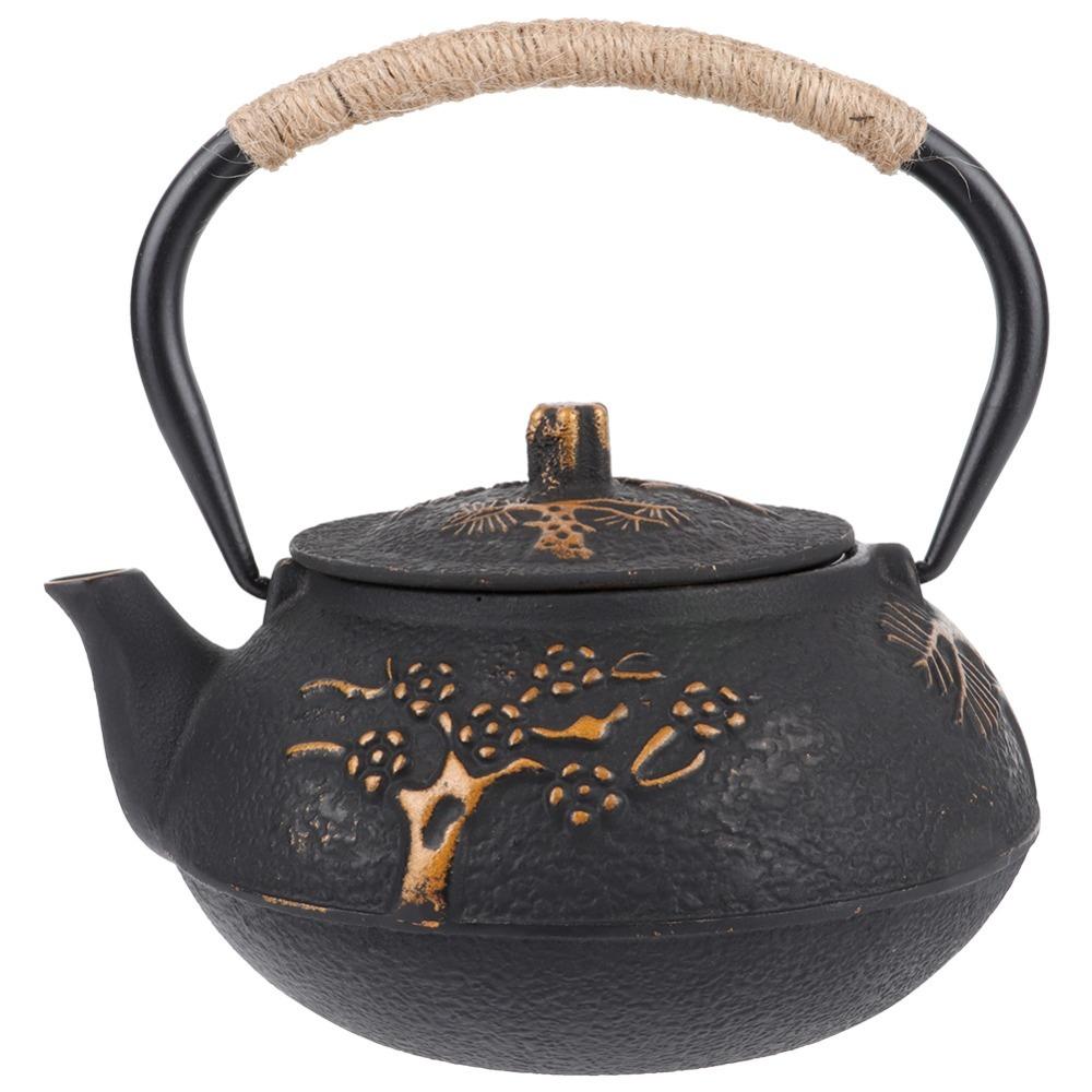 Durable Plum Blossom Design Cast Iron Teapot iron 0.9L Capacity Cast Iron Kettle Elegant 30oz Capacity Tea Kettle Tea Lovers