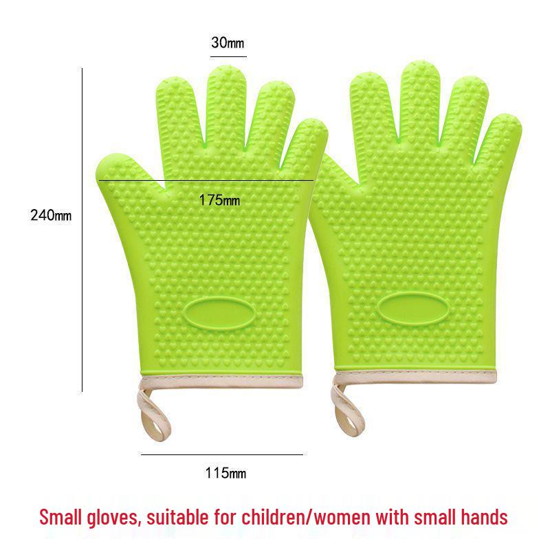 Hitzebeständige Anti-Verbrühungs-Ofenhandschuhe - Baumwollgepolstert, Silikon, Verlängertes Fünf-Finger-Design für den Küchengebrauch