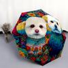 Two Bichon Pattern, Automatic Folding Umbrella, Portable and Foldable Design, 8 Ribs, a Christmas or Birthday Gift.