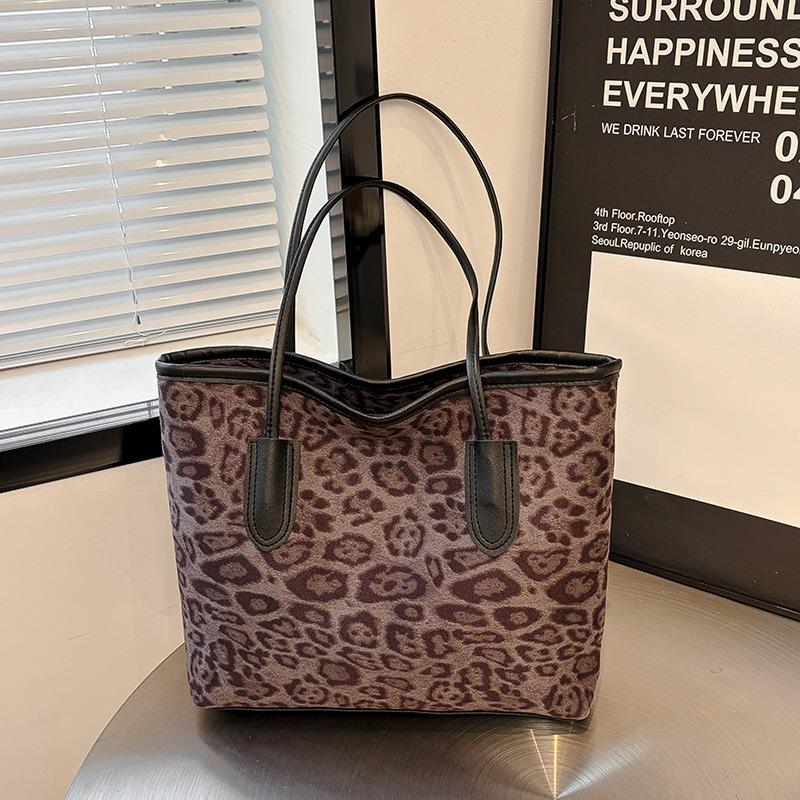 Große Tragetasche mit Leopardenmuster für Damen, neue Herbst- und Wintermode, Schultertasche, Pendler, Retro, tragbar, Unterarmtasche