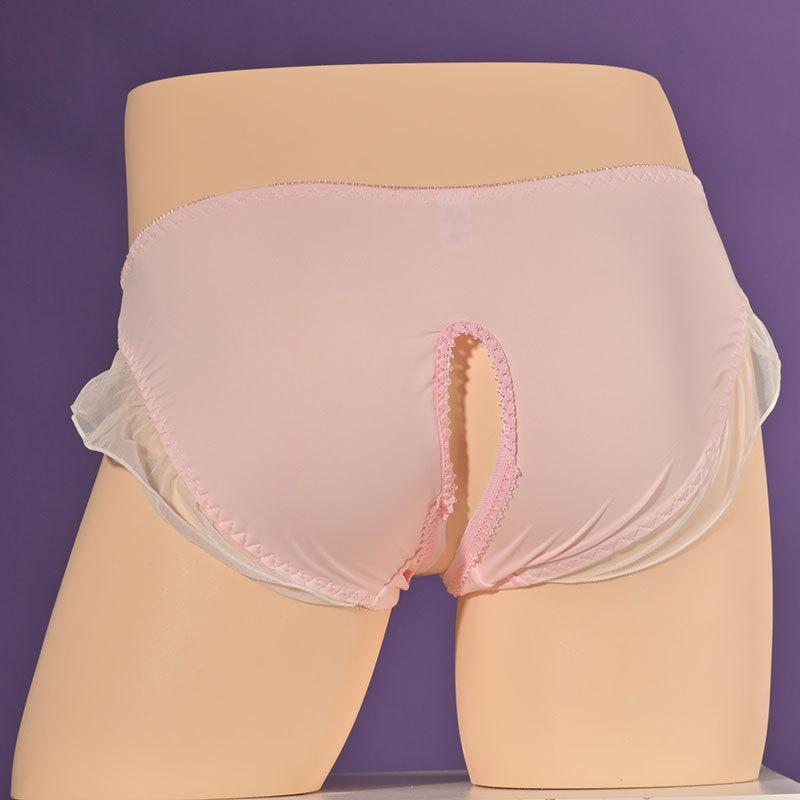 Japanese Lolita Anime Panties For Men Women Sexy Lace Crotchless Briefs Girly Maid Cosplay Lingerie Crossdress Sissy Underpant