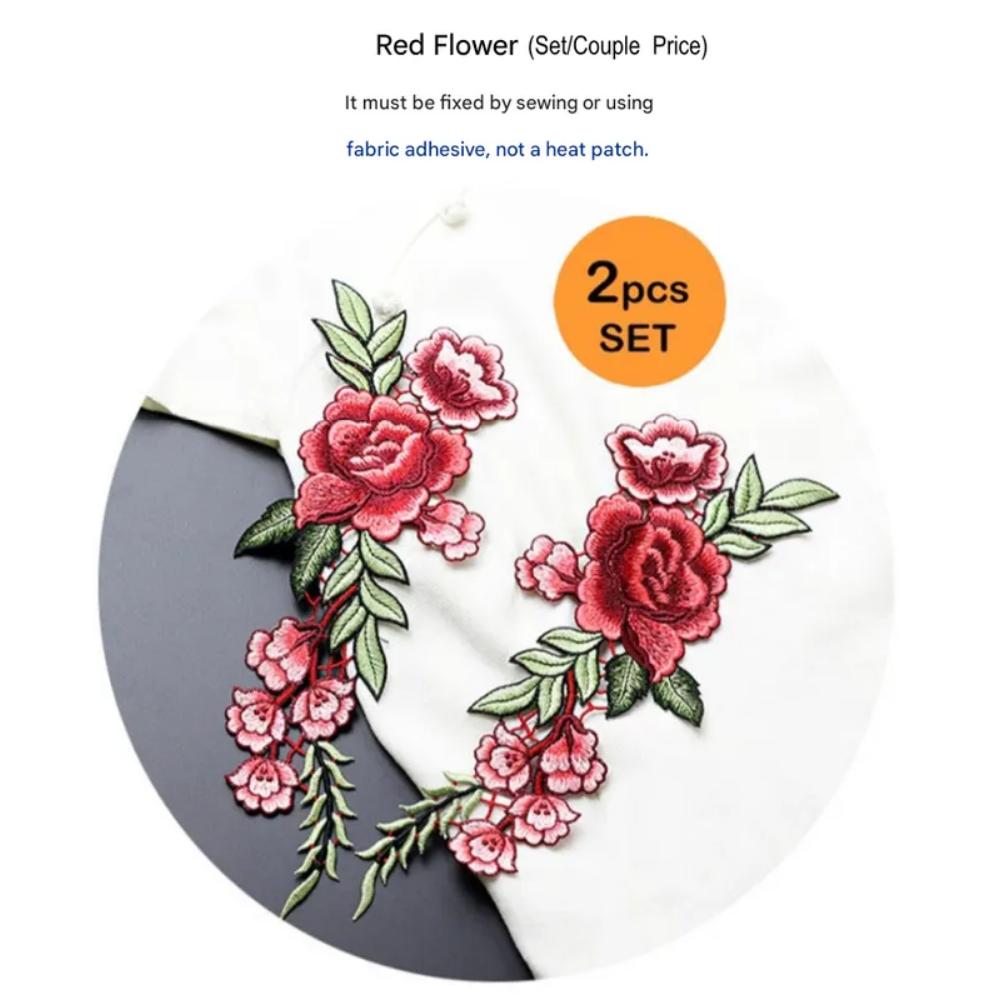 Broderimerke/Våpen. Par (2-30*10.5) Stor blomsterdeko