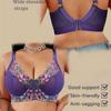 Sexy Purple Embroidered Women's Lace Gathered Bra with Side-lifting U-shaped Shoulder Straps for Oversized Underwear