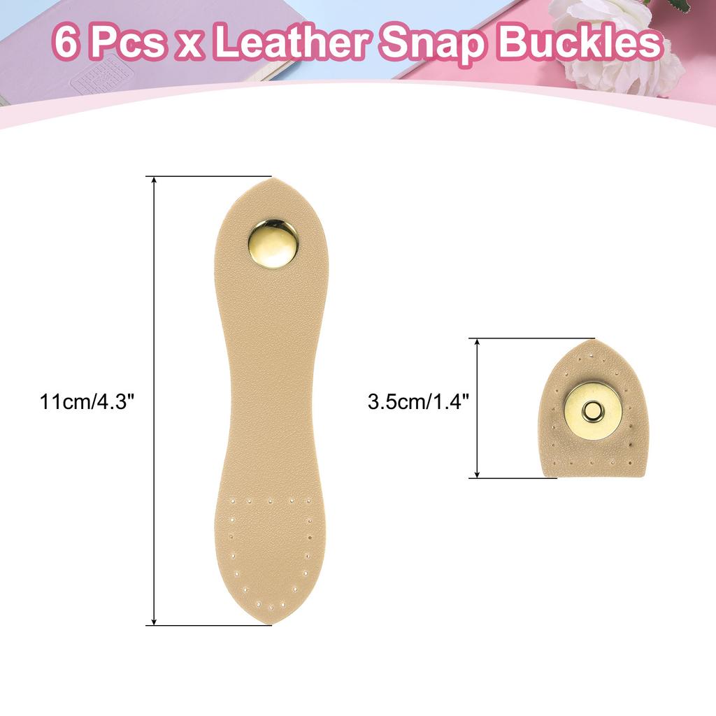 6pcs Leather Snap Buckles Sew On Toggle Closure Buckle Snap Buttons Tab Buckle Fasteners Buttons Replacement for Craft Sewing