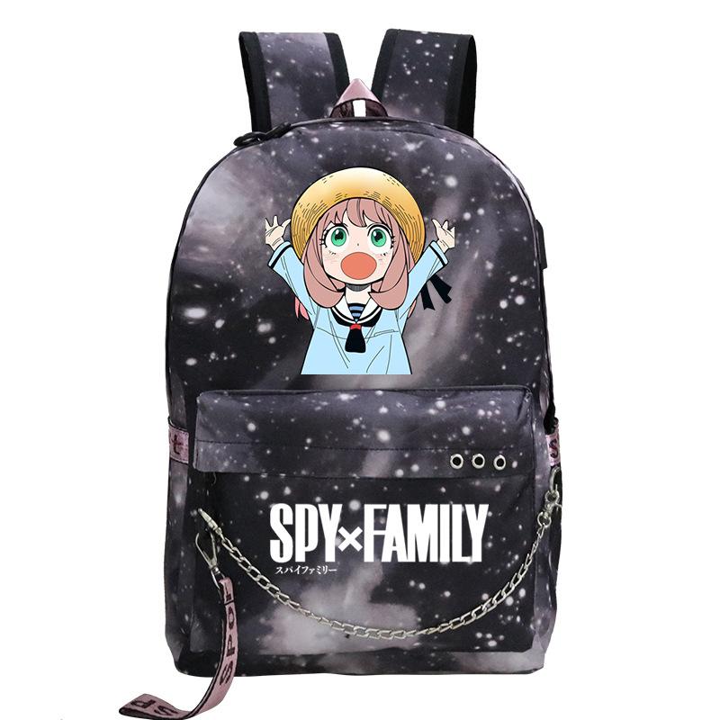 Spy Playhouse Ania Around Cute Printed Multifunctional Backpack Chain Ribbon Backpack Student School Bag