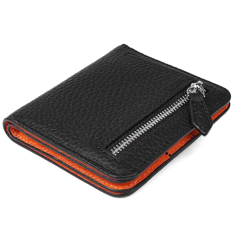 

[GADIEMKENSD] ladies bifold card case men s compact and light folding wallet thin mini wallet cute billfold coin leather purse RFID blocking trip