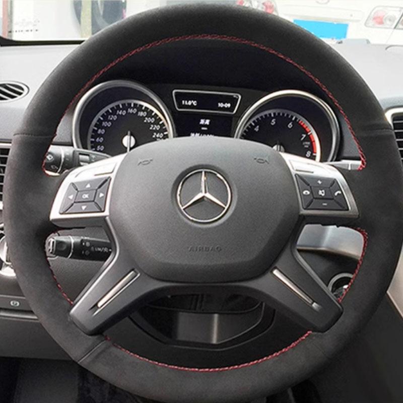 

Для Mercedes Benz C180 C200 C260 E200 E260 ML320 ML360 ML400 Ручная прошивка Нескользящий Кожа замша Автомобильный Чехол на Руль suede